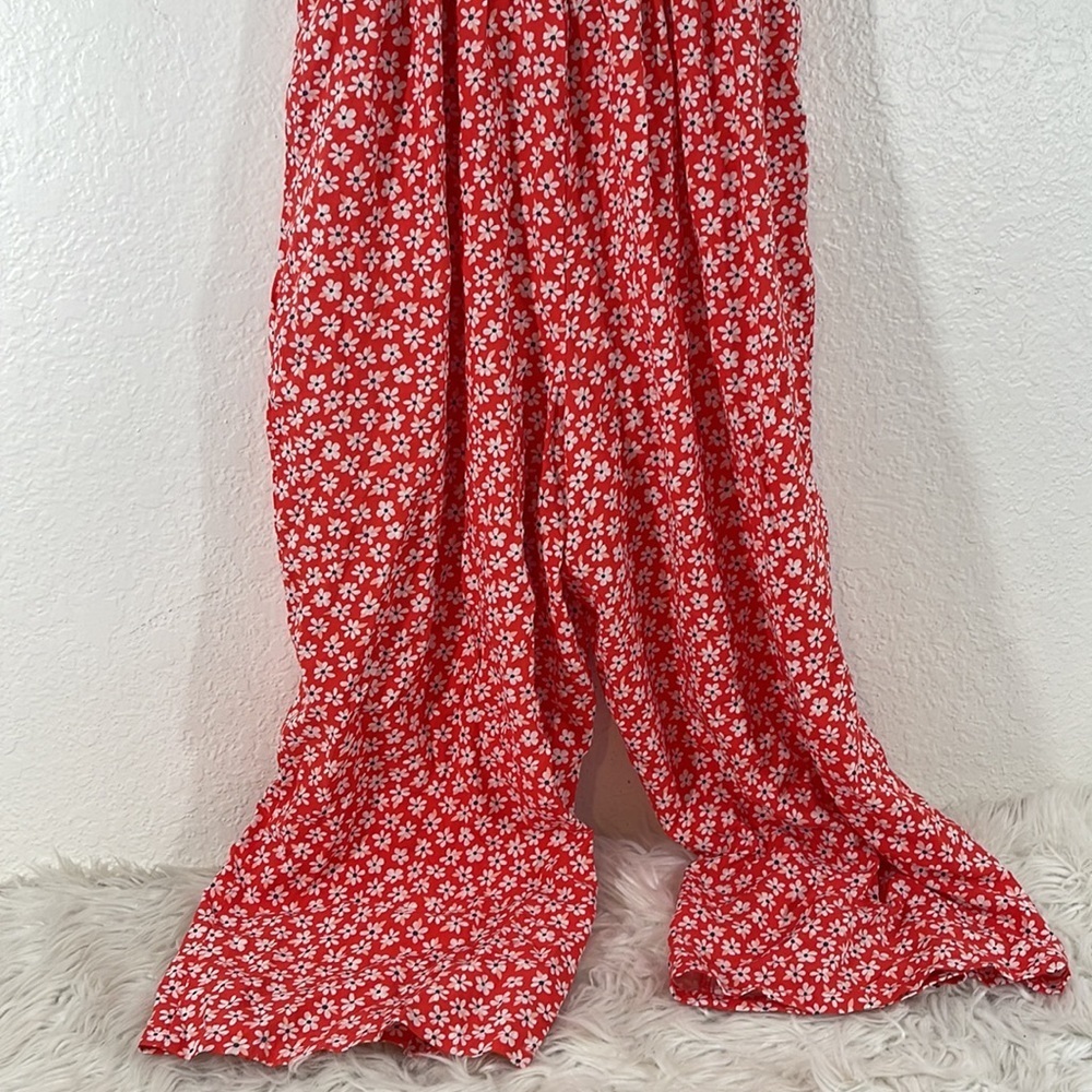OLD NAVY RED FLORAL WAIST-DEFINED TIE-FRONT CAMI JUMPSUIT SIZE XS NEW - Picture 7 of 10